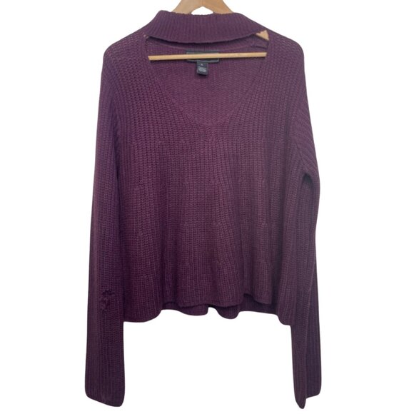 Polly & Esther Sweaters - POLLY & ESTHER | Eggplant Purple Mock Neck Long Sleeve Sweater | Size XL